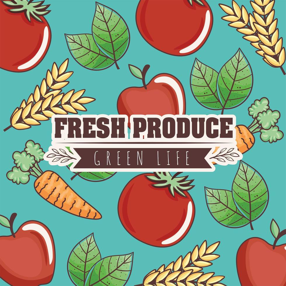 Fresh produce and green life label vector