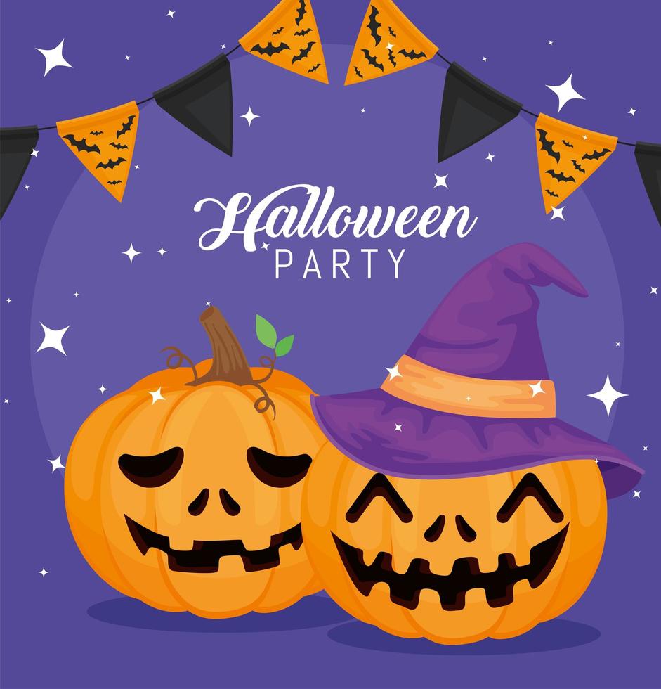 halloween party with pumkins vector