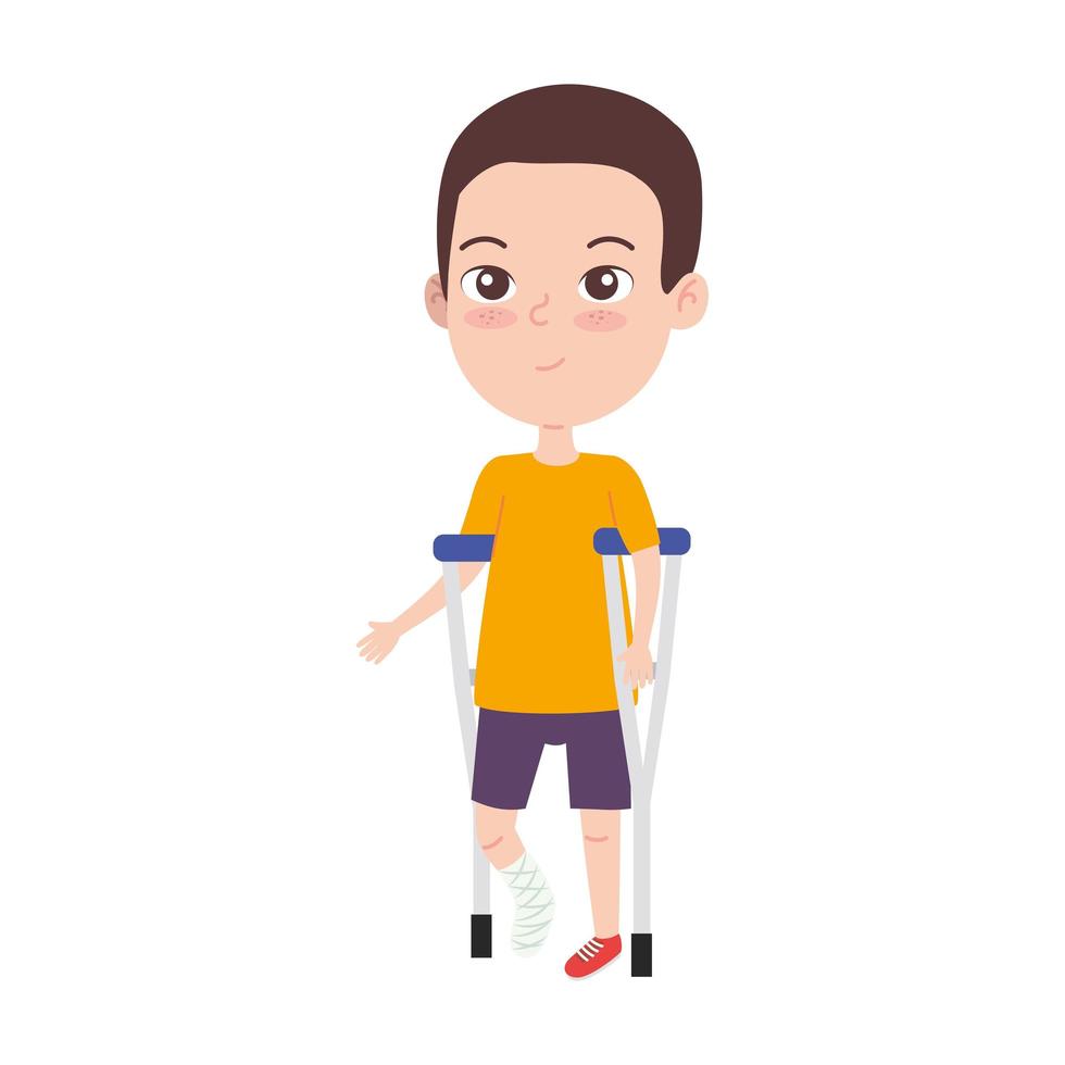 boy with crutches vector