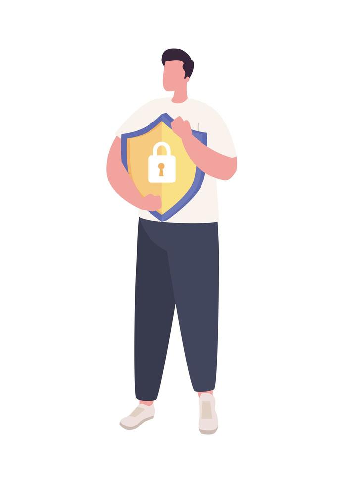 Man with cyber security shield vector