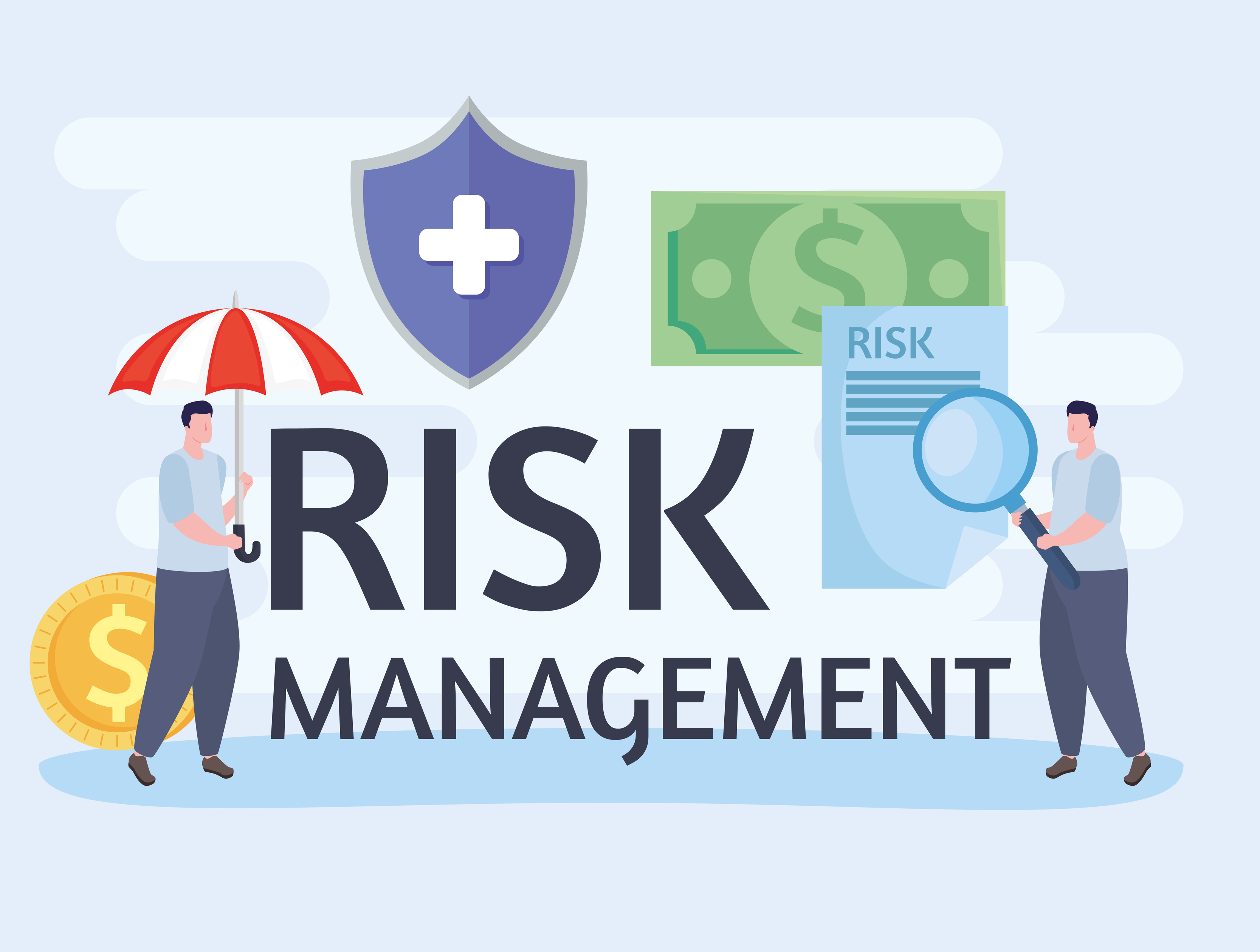 risk management lettering and businessmen 4992323 Vector Art at Vecteezy