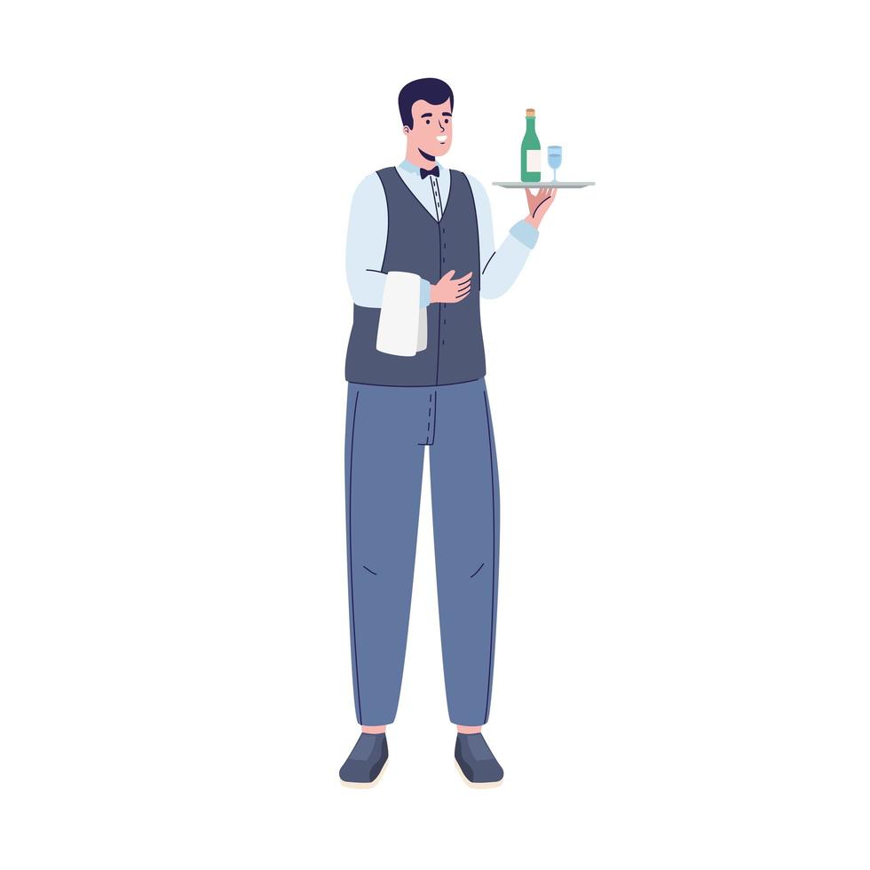 male waiter profession vector