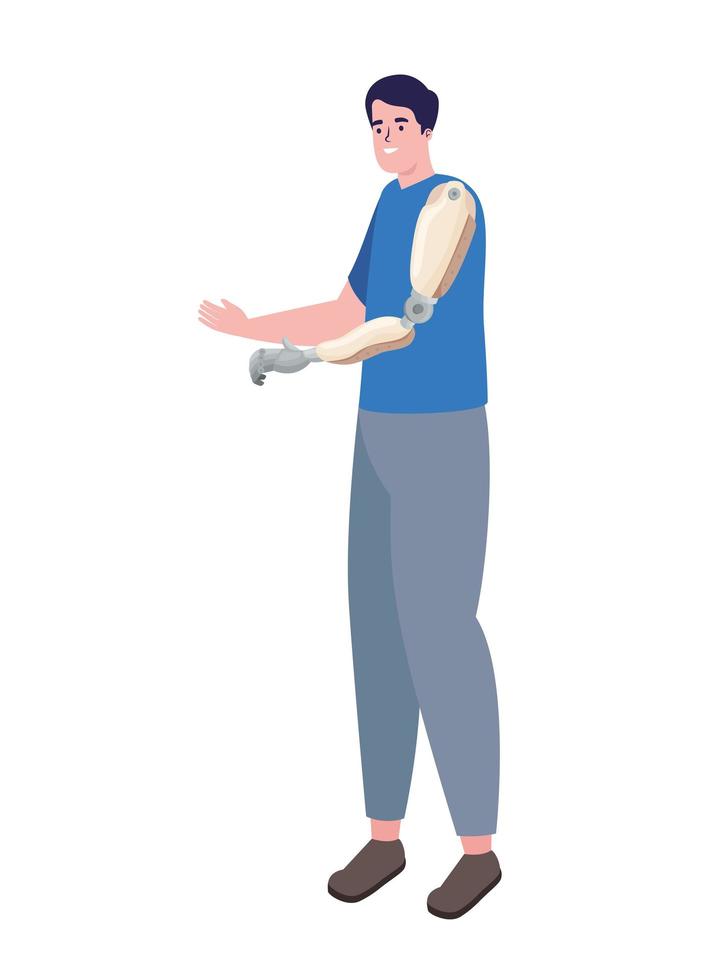 man with prosthesis arm vector