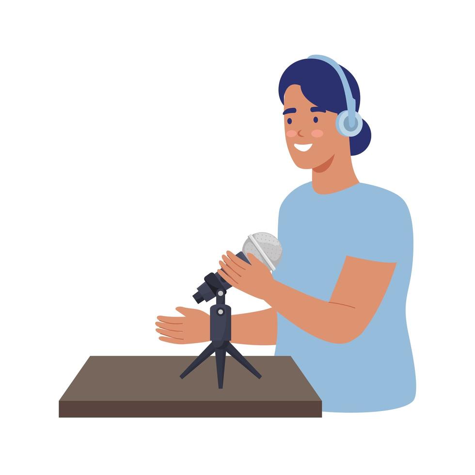 female podcaster icon vector