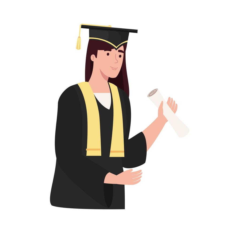 mujer graduada con certificado vector