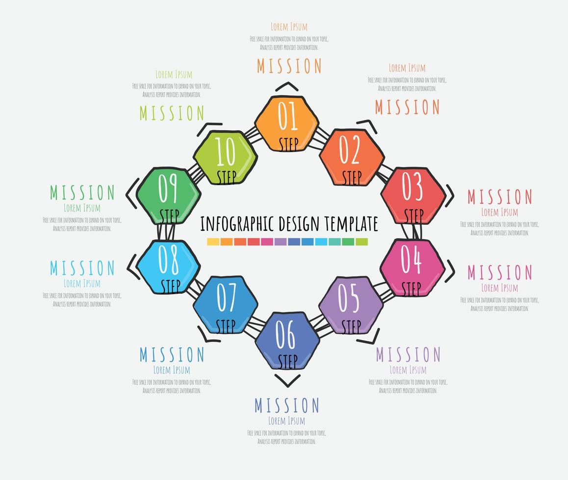 Infographic design template with numbers 10 option vector