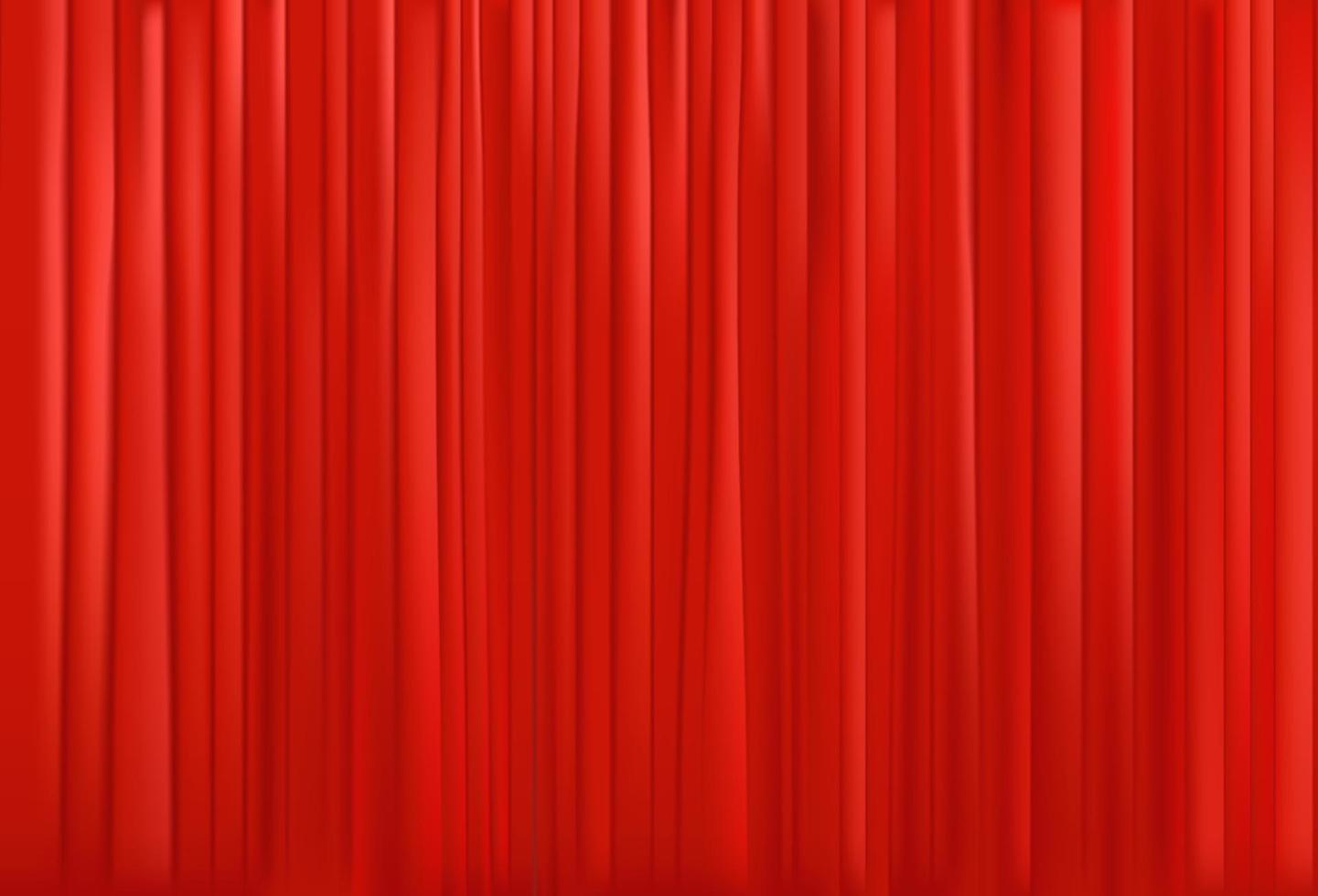 Red cinema curtain with folds. Realistic vector illustration