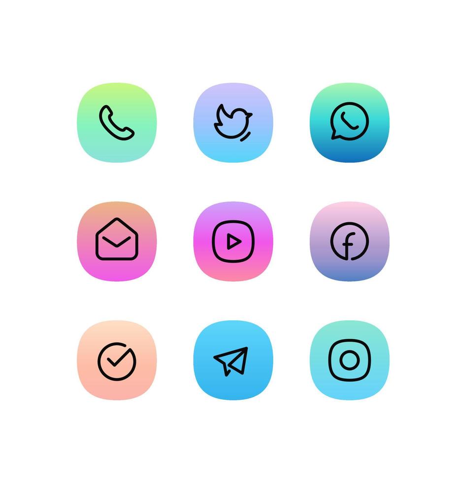 Super ellipse trendy icons. Internet application ui icons collection vector