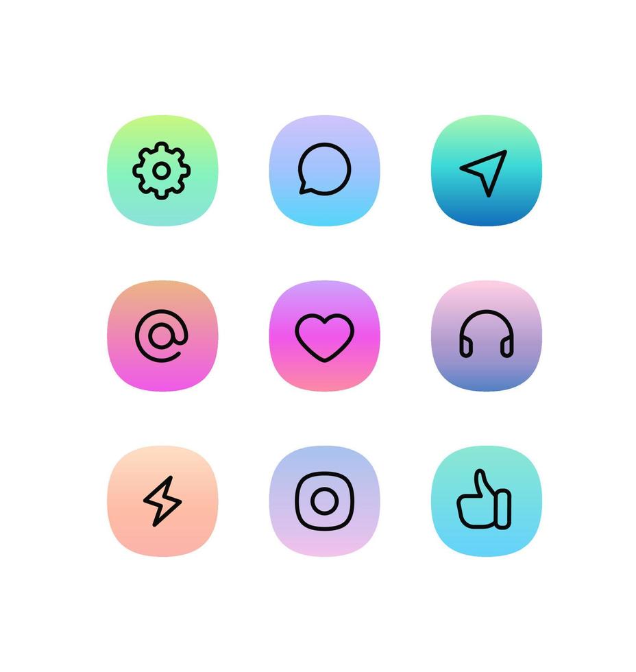 Super ellipse trendy icons. Internet application ui icons collection vector