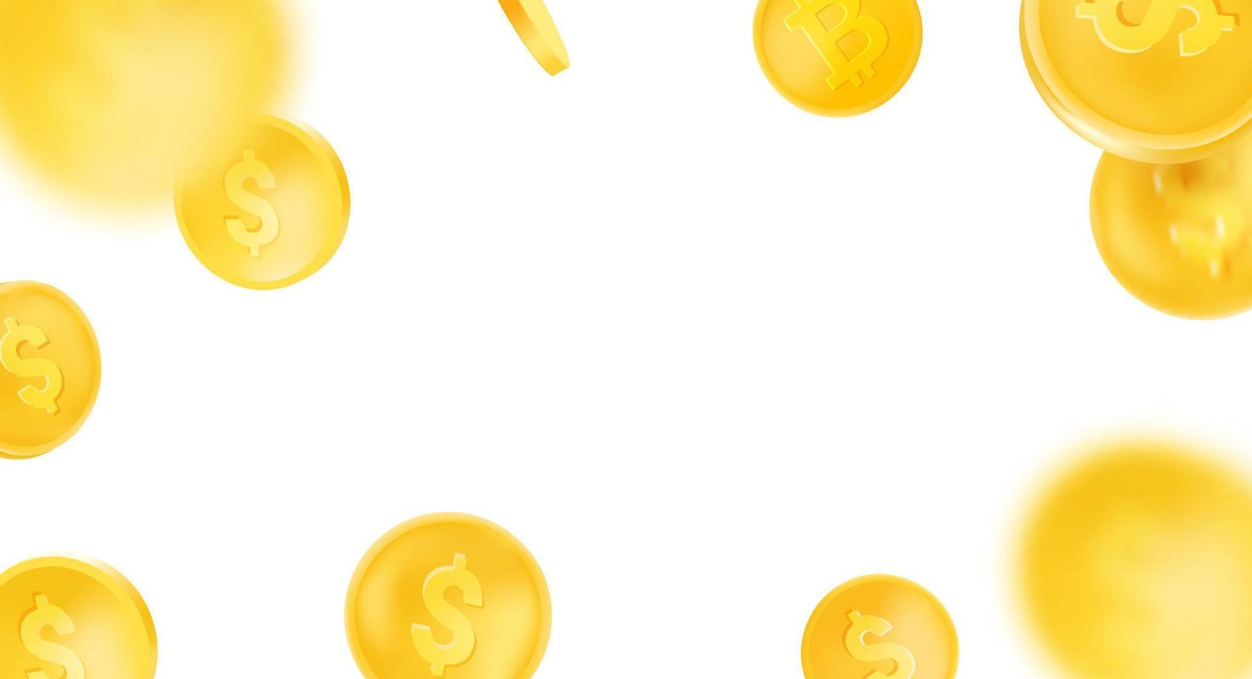 Gold coins falling down vector background