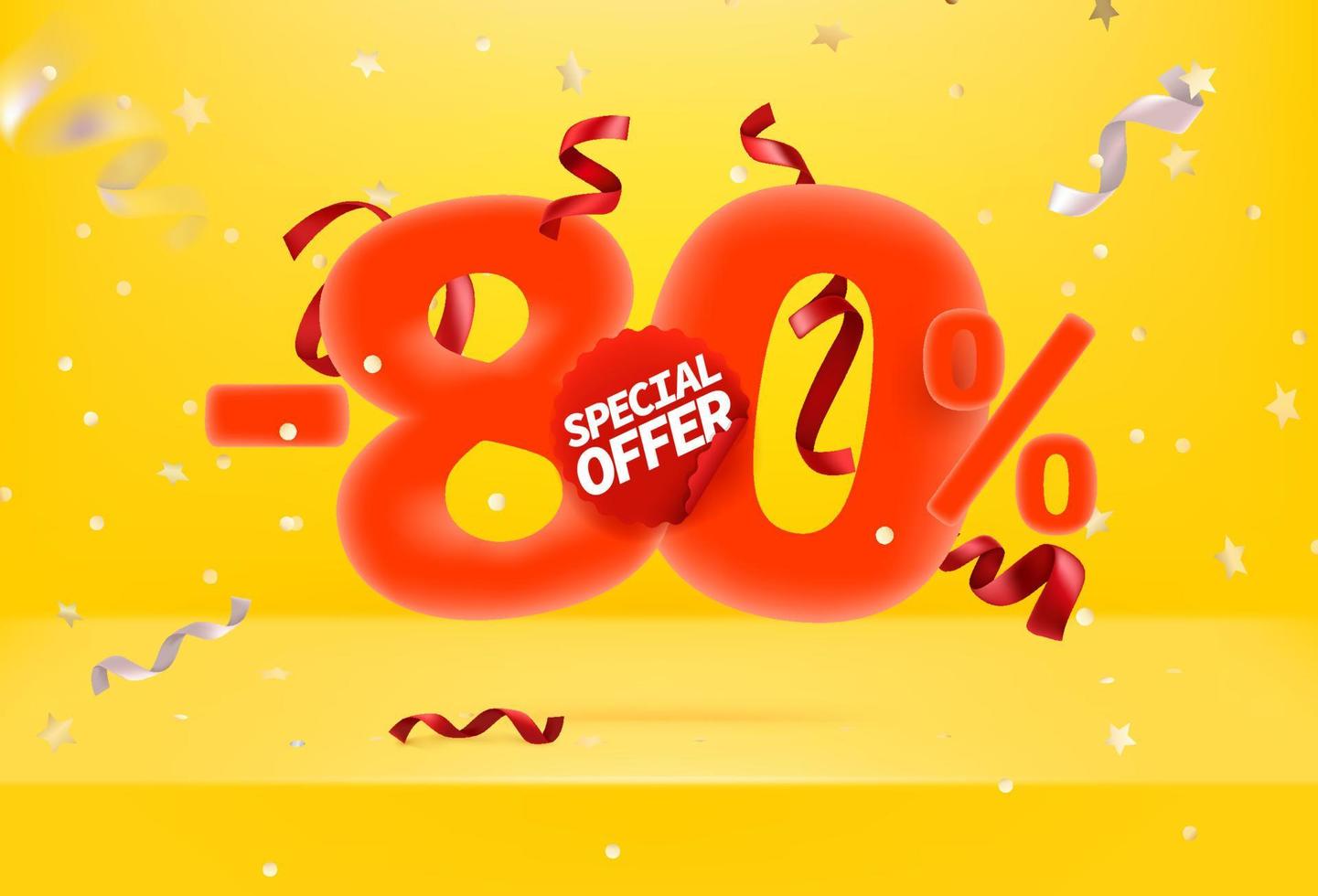 Eighty percent sale off special offer vector promo banner