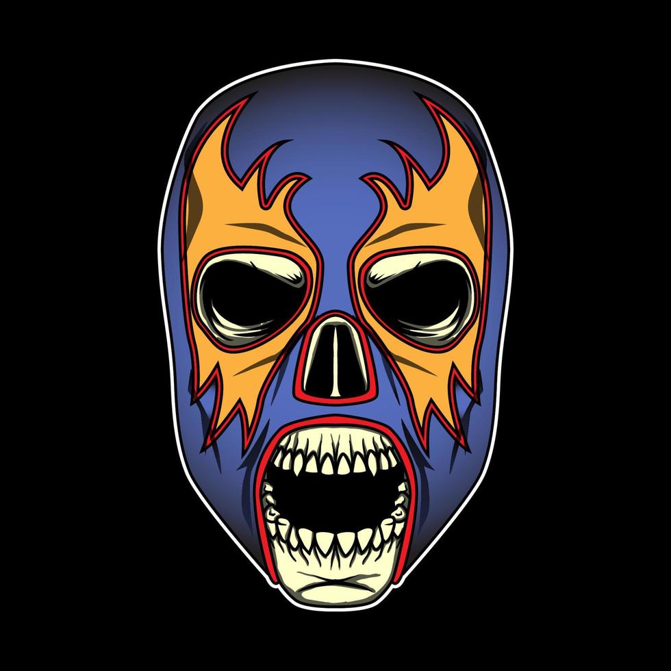 cabeza de luchador de calavera vector