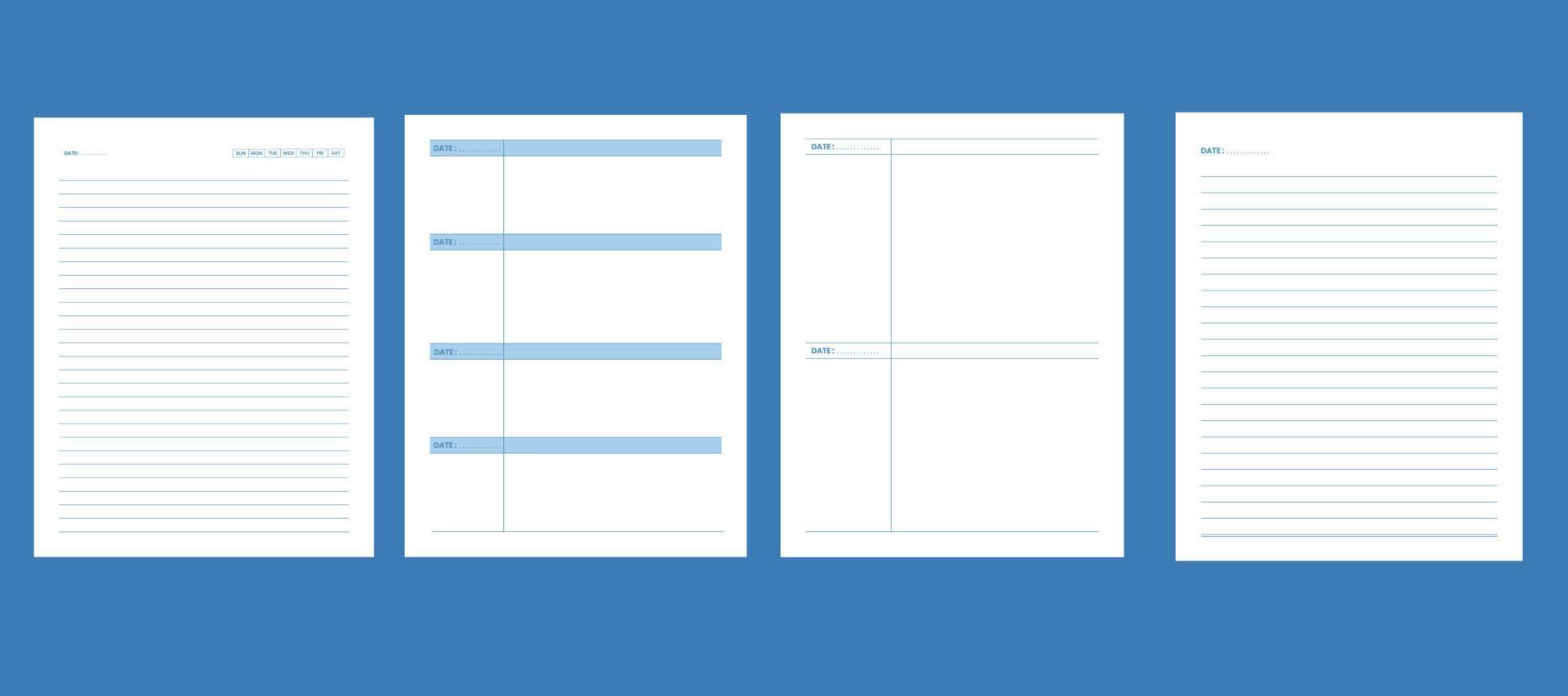 Notebook lined page interior journal design template vector
