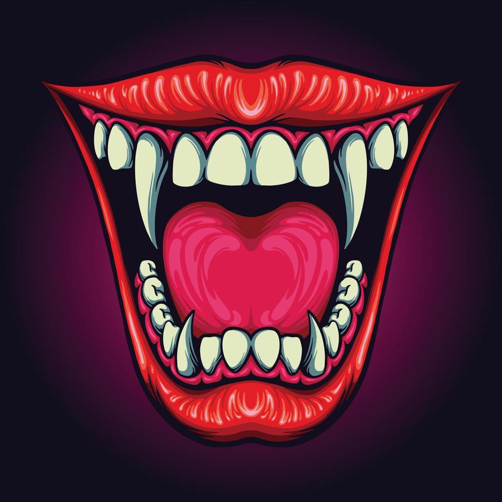 Dracula Sexy Lips Vampire Halloween vector