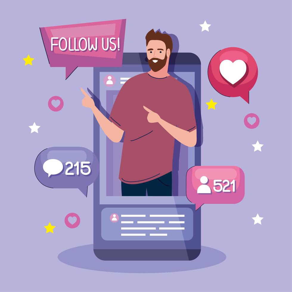 content creator in smartphone vector