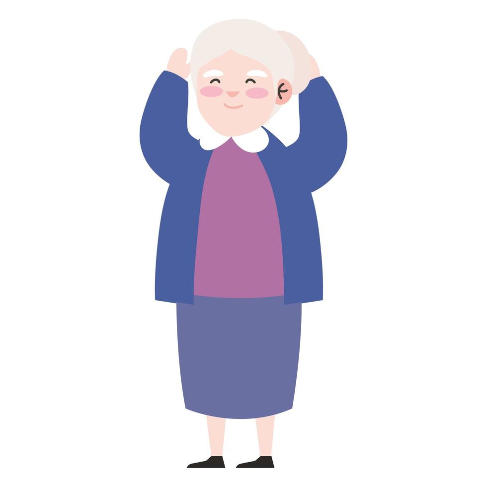 Grandmother with hands up vector