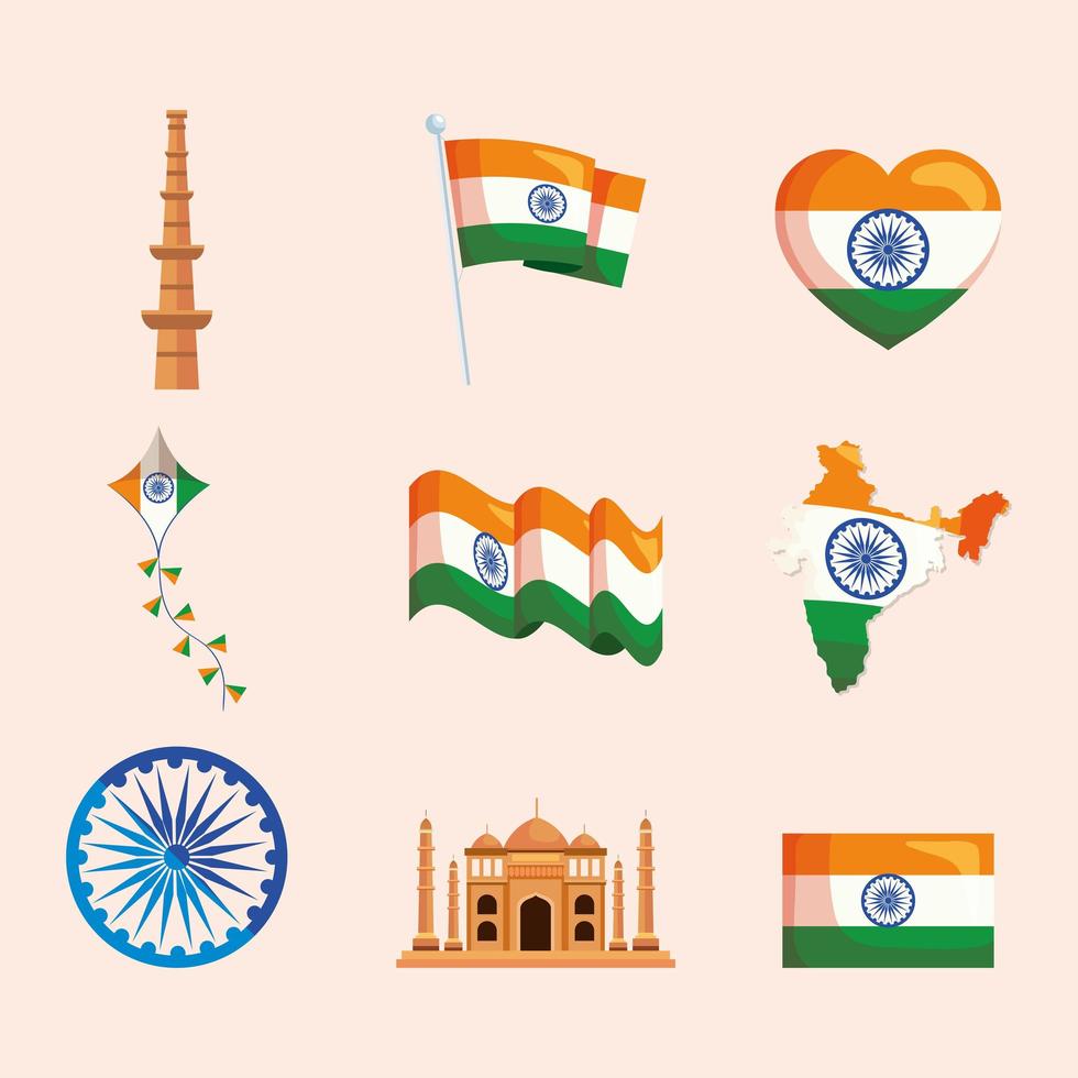 colección de iconos indios vector