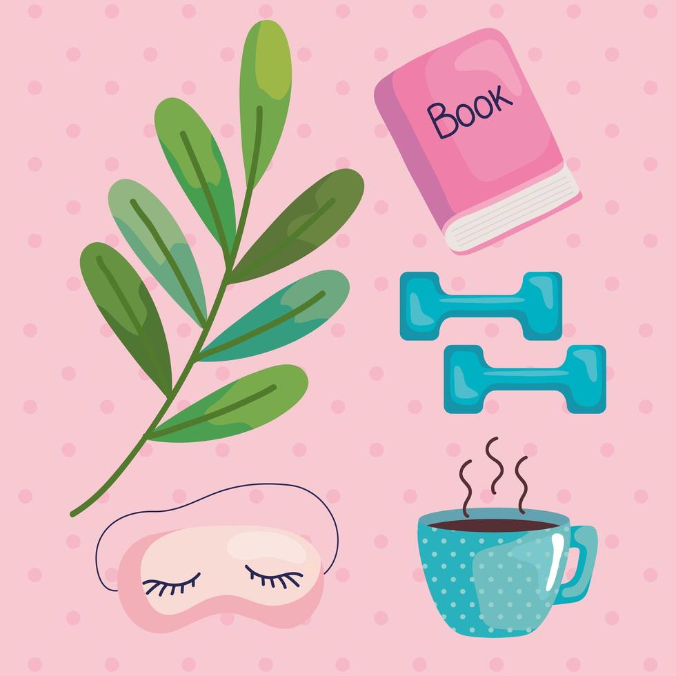 five self care icons vector