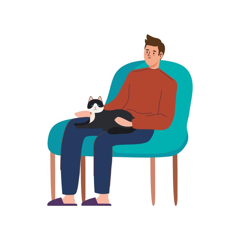 man seated with cat vector