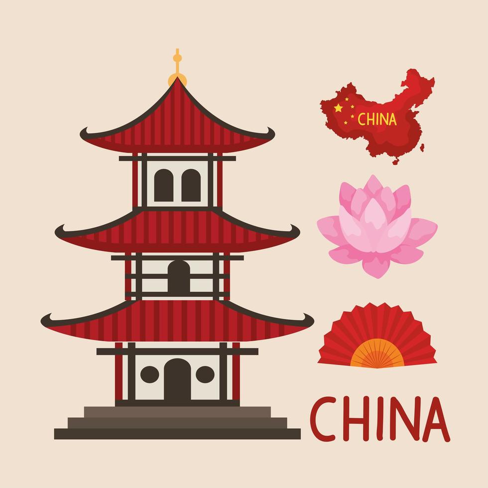 iconos de la cultura china vector