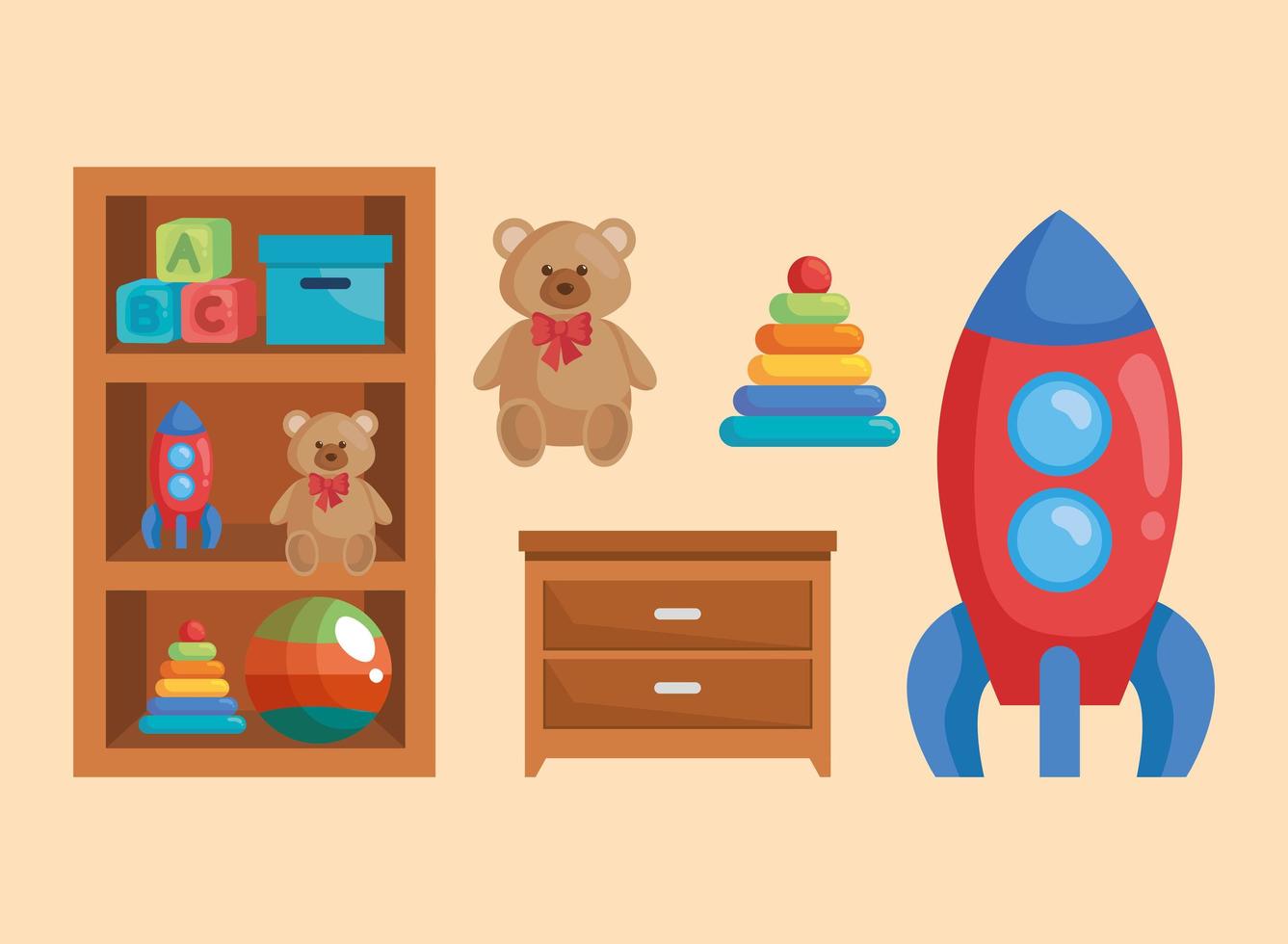 children toys for playroom vector