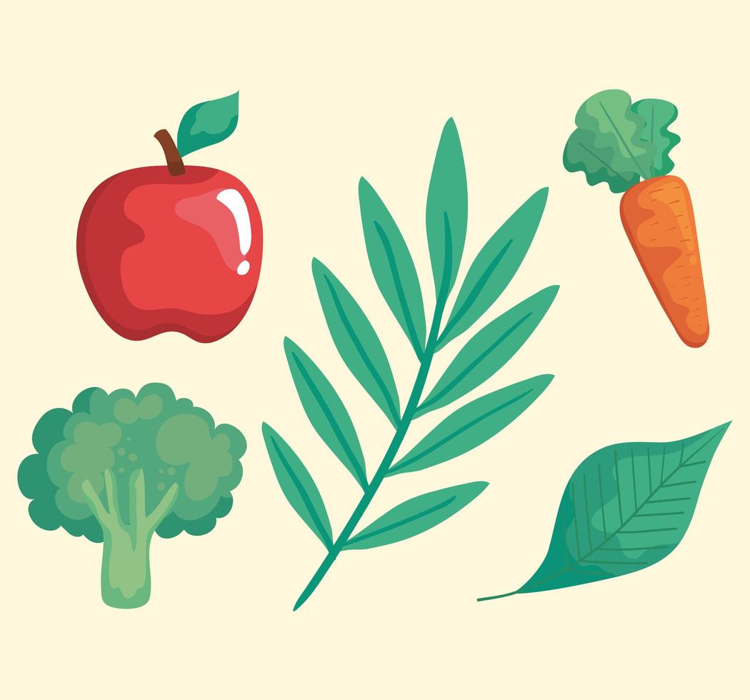 set of icons with vegetables vector