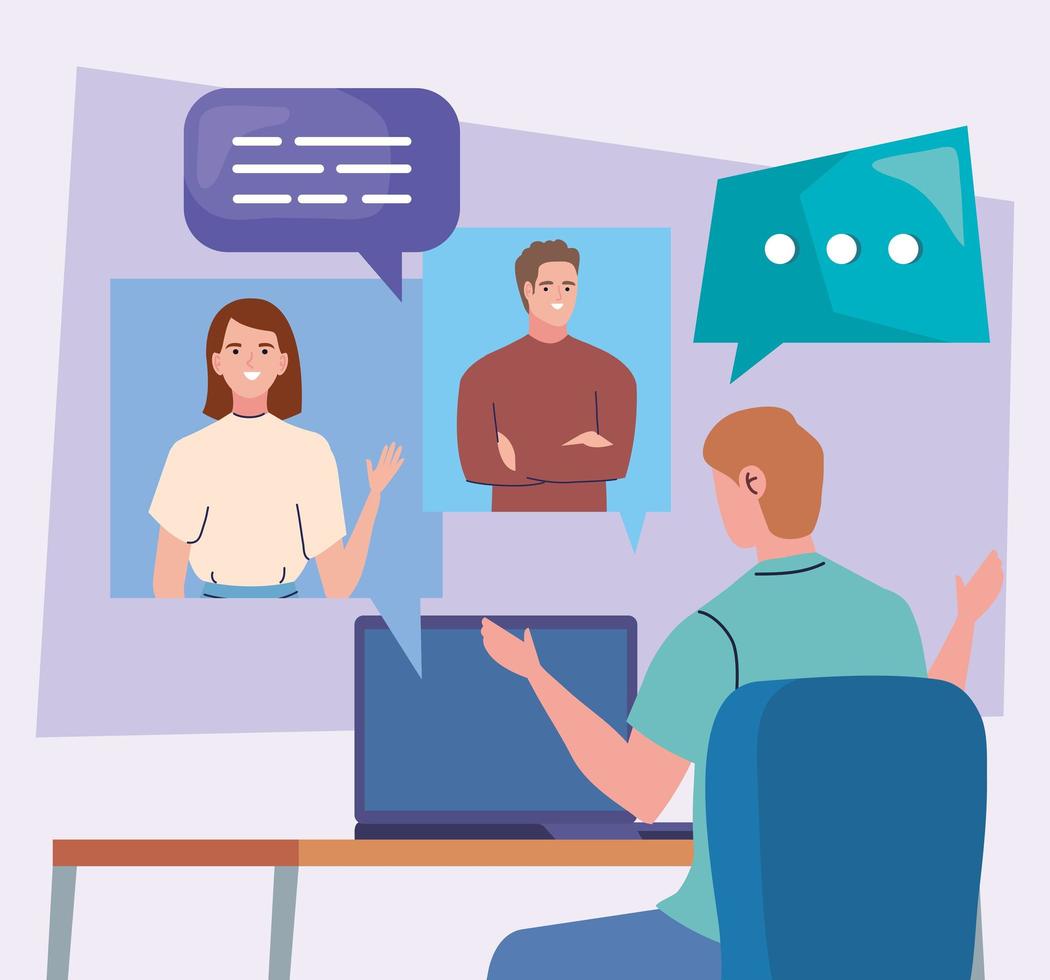 man in videoconference vector