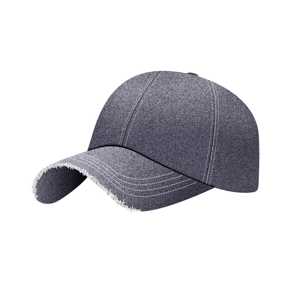 Black denim baseball cap with shadow, uniform cap hat, realistic 3d style vector