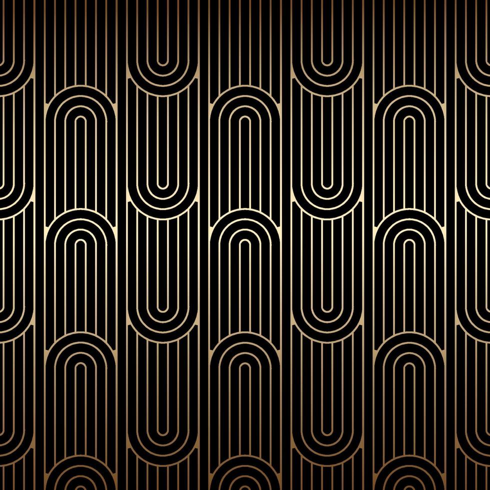 Golden art deco pattern, seamless linear background vector