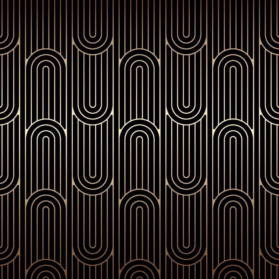 Golden art deco pattern, seamless linear background vector