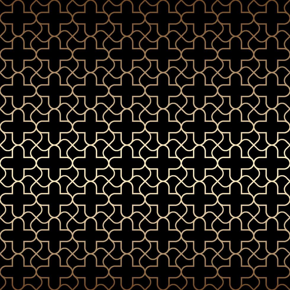 Golden art deco seamless pattern, black and gold colors vector