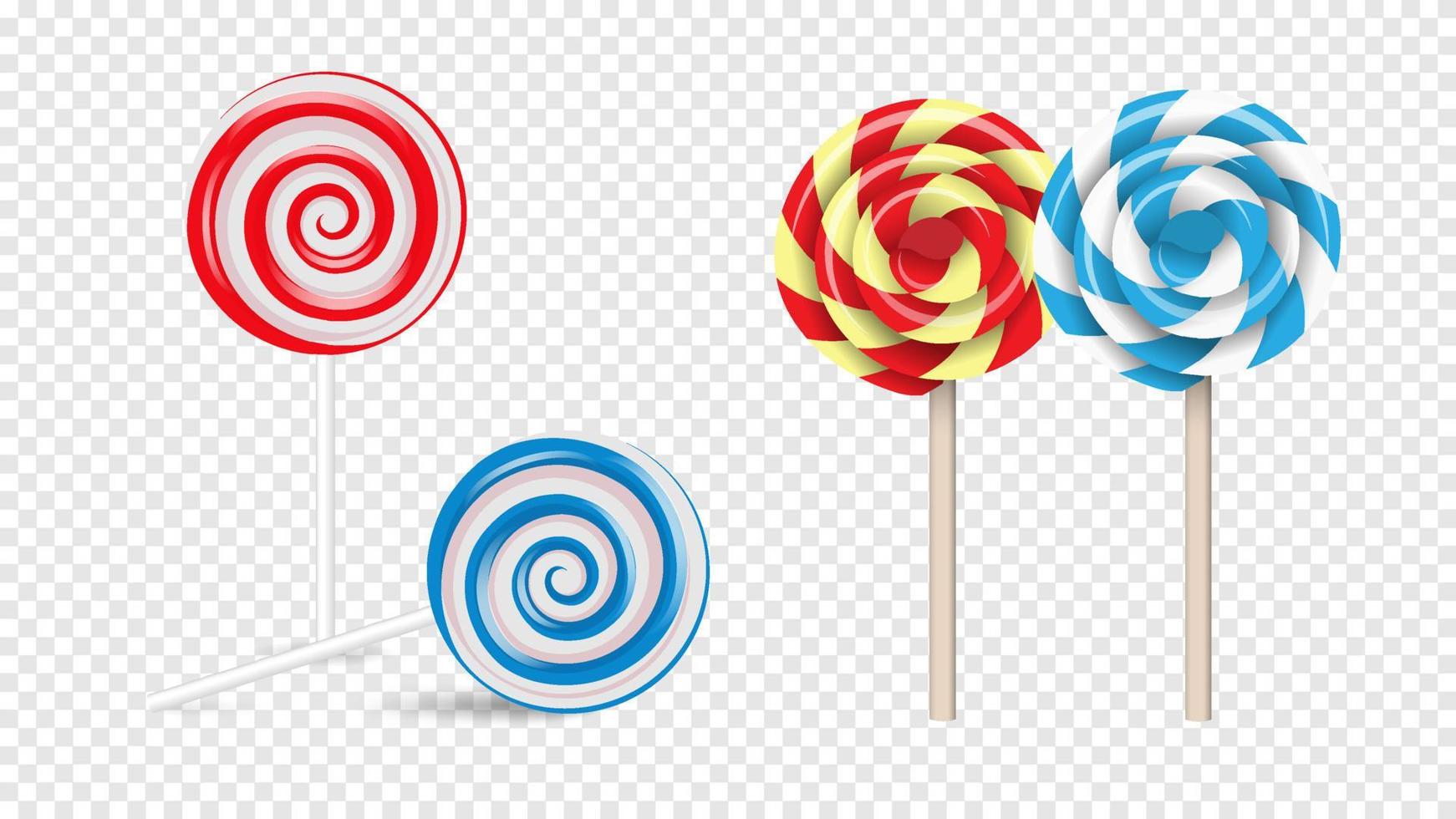 Lollipops Swirl, colored round sugar candies set,realistic style vector