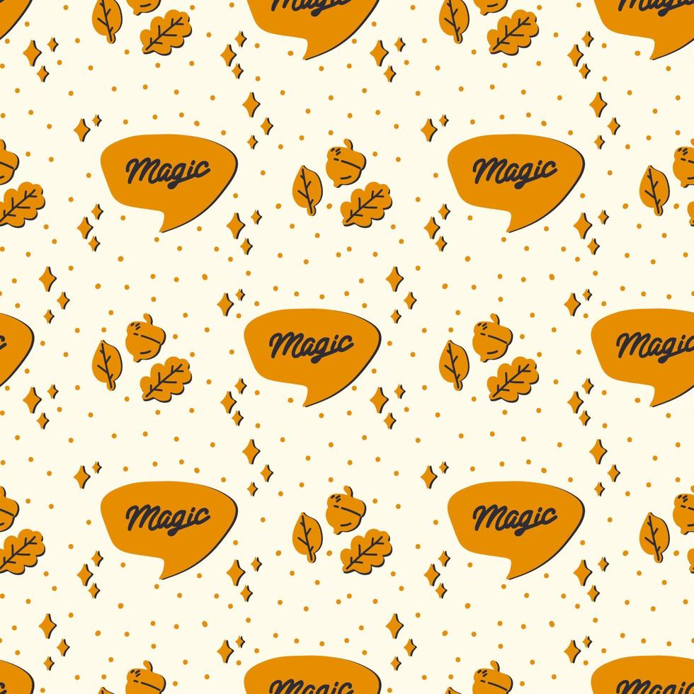 Background template with orange Magic lettering. The pattern is magical for the day of the dead. The substrate is in black and orange autumn color. Vector illustration