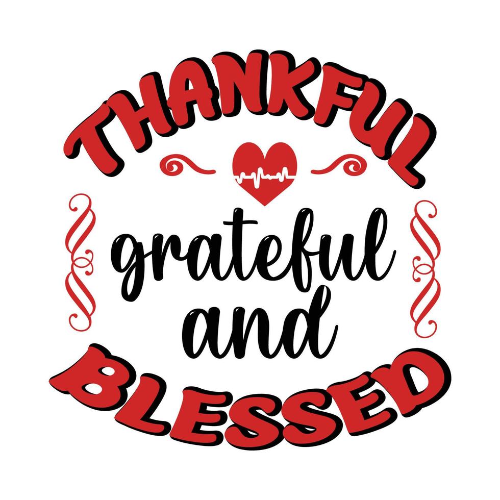Happy Thanksgiving vector illustration. Hand lettered text and hand drawn ornaments