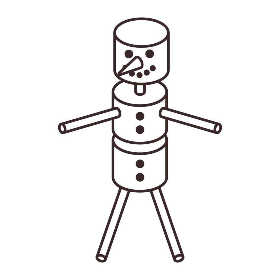 Marshmallow Snowman Icon. Funny sweet character for logo, web, sticker, print, recipe, menu, cafe decor and decoration vector