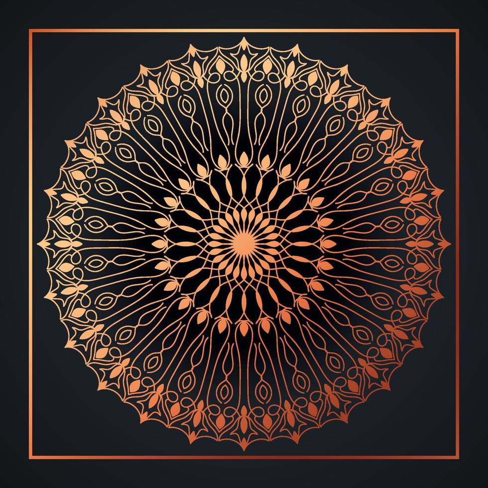 Mandala abstract ornament black background with golden arabesque pattern arabic gold islamic arabesque ornament, Golden floral, ornamental decoration Pro Vector