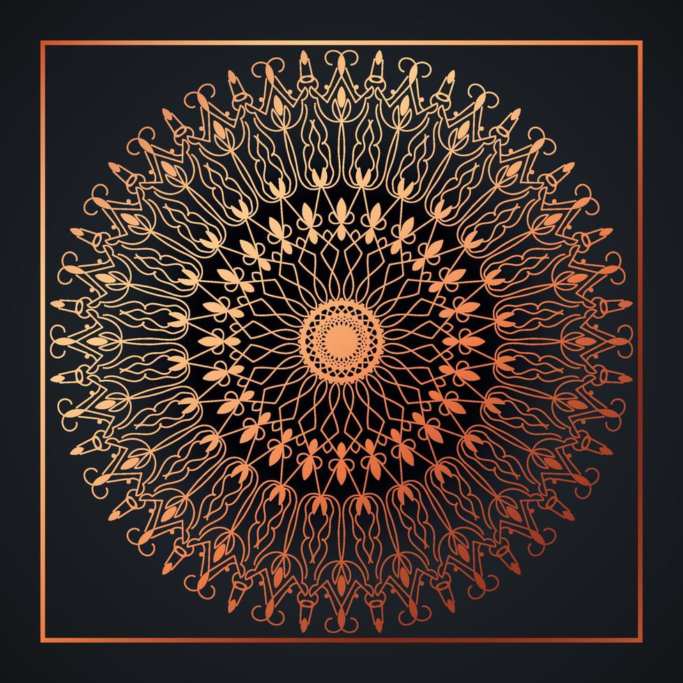 Mandala abstract ornament black background with golden arabesque pattern arabic gold islamic arabesque ornament, Golden floral, ornamental decoration Pro Vector