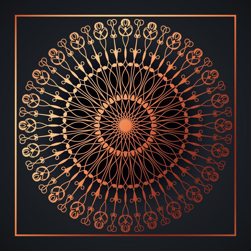 Mandala abstract ornament black background with golden arabesque pattern arabic gold islamic arabesque ornament, Golden floral, ornamental decoration Pro Vector