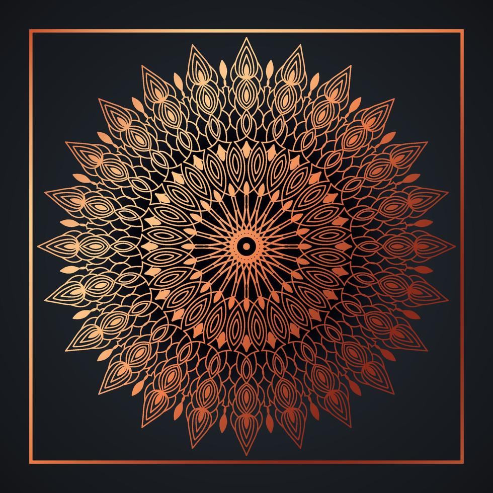 mandala ornamento abstracto fondo negro con patrón arabesco dorado árabe oro islámico arabesco ornamento, floral dorado, decoración ornamental pro vector