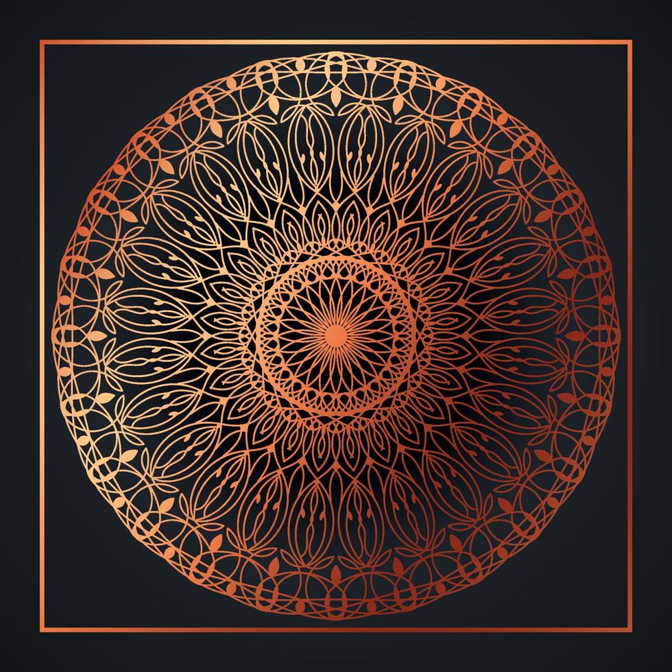 Mandala abstract ornament black background with golden arabesque pattern arabic gold islamic arabesque ornament, Golden floral, ornamental decoration Pro Vector