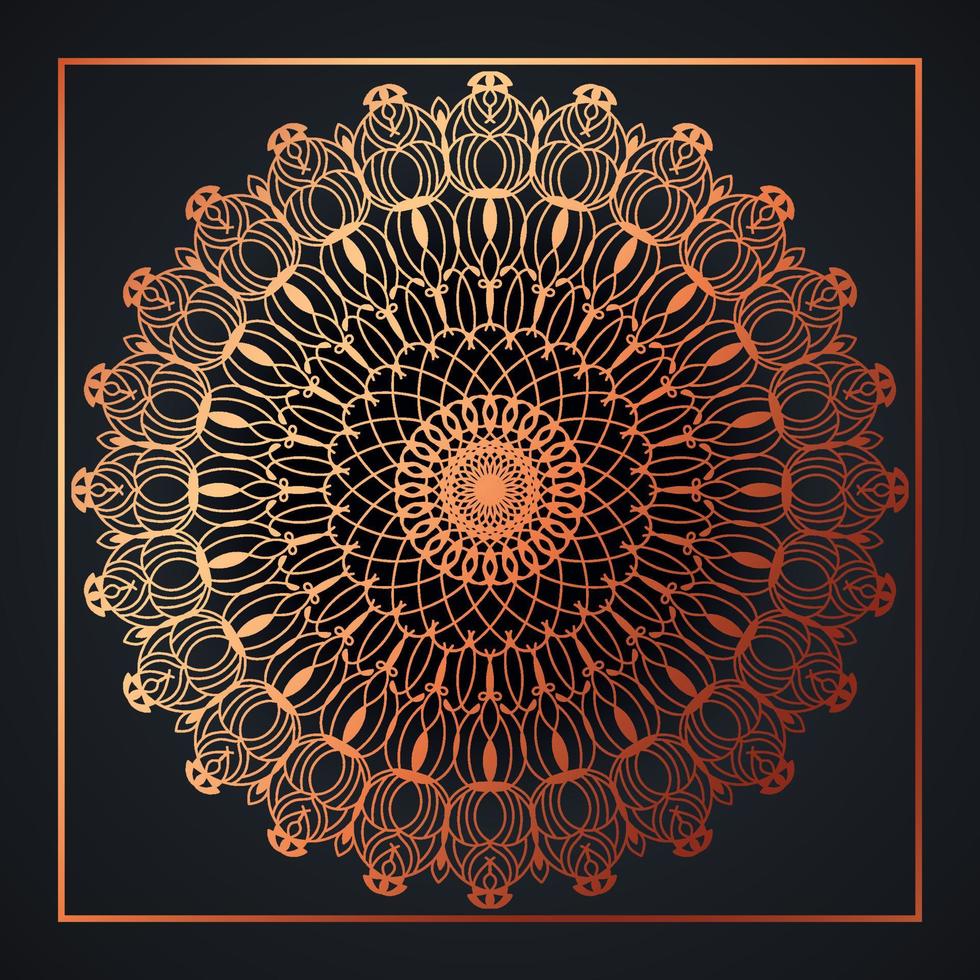 Mandala abstract ornament black background with golden arabesque pattern arabic gold islamic arabesque ornament, Golden floral, ornamental decoration Pro Vector