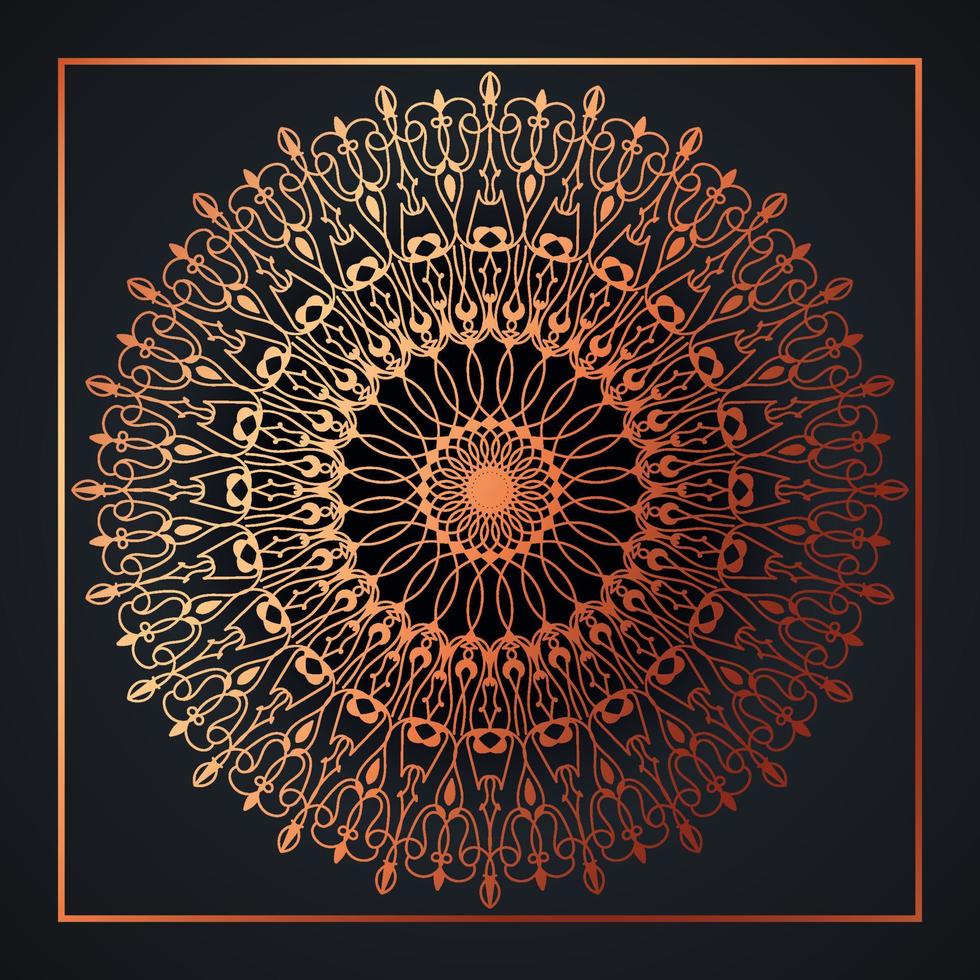 Mandala abstract ornament black background with golden arabesque pattern arabic gold islamic arabesque ornament, Golden floral, ornamental decoration Pro Vector