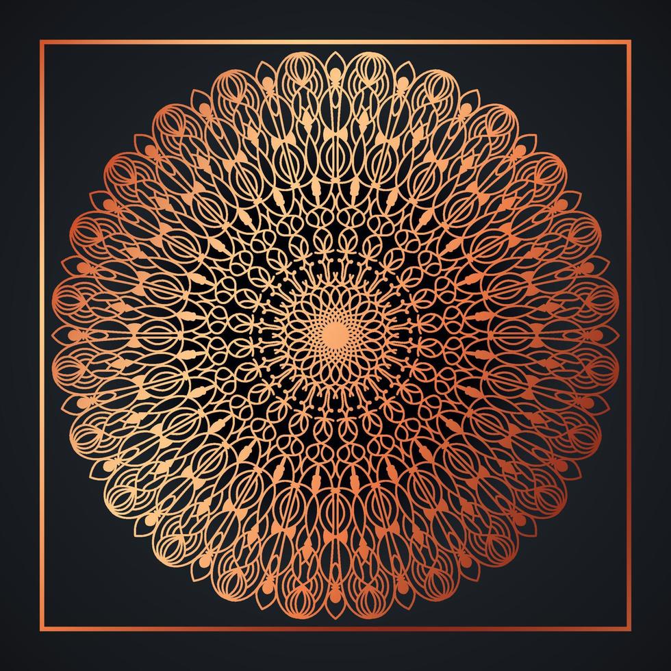 Mandala abstract ornament black background with golden arabesque pattern arabic gold islamic arabesque ornament, Golden floral, ornamental decoration Pro Vector