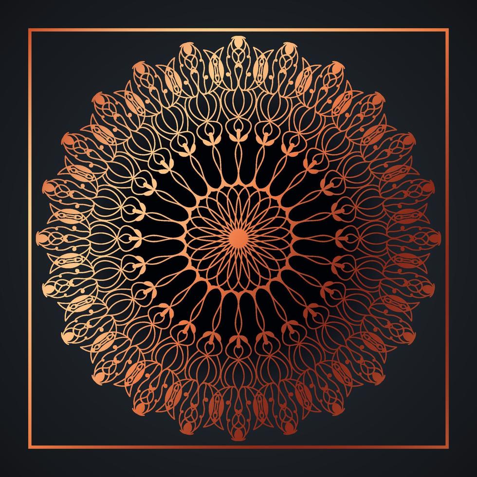 Mandala abstract ornament black background with golden arabesque pattern arabic gold islamic arabesque ornament, Golden floral, ornamental decoration Pro Vector