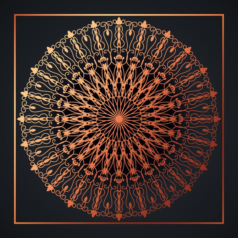 Mandala abstract ornament black background with golden arabesque pattern arabic gold islamic arabesque ornament, Golden floral, ornamental decoration Pro Vector