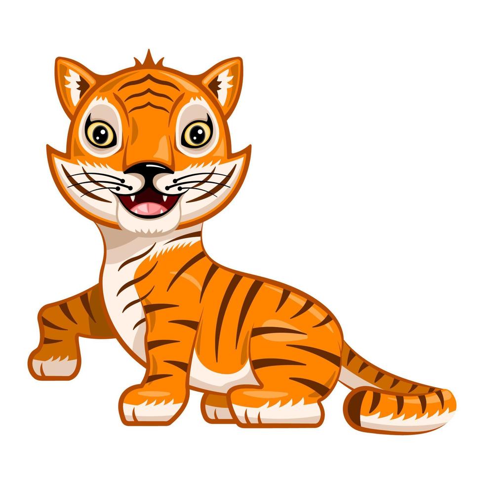 Tiger side view cartoon style vector