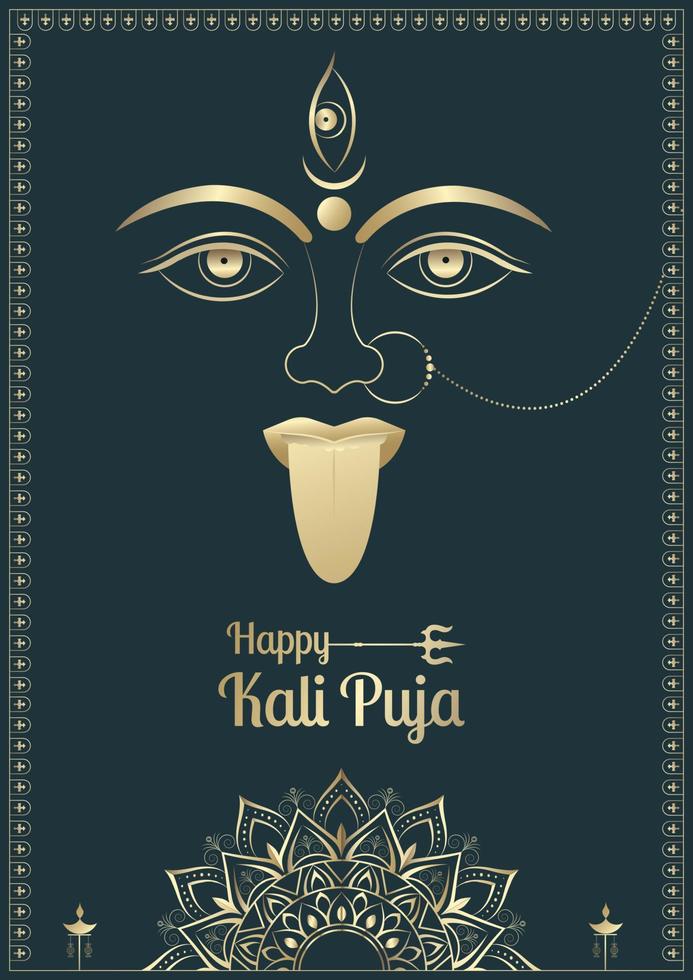 feliz kali puja celebración diseño de plantilla de redes sociales vector