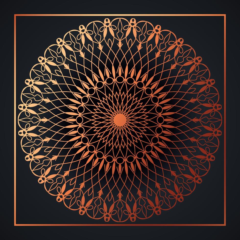 Mandala abstract ornament black background with golden arabesque pattern arabic gold islamic arabesque ornament, Golden floral, ornamental decoration Pro Vector