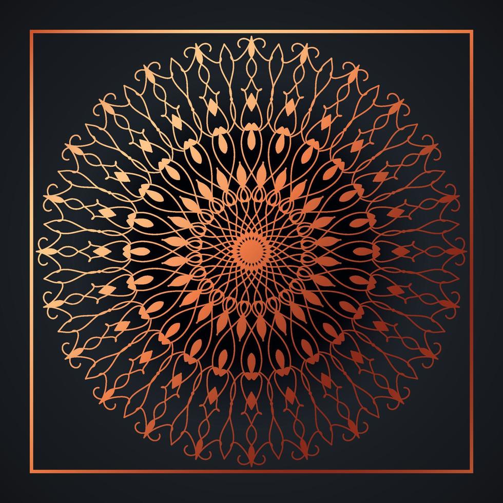 Mandala abstract ornament black background with golden arabesque pattern arabic gold islamic arabesque ornament, Golden floral, ornamental decoration Pro Vector
