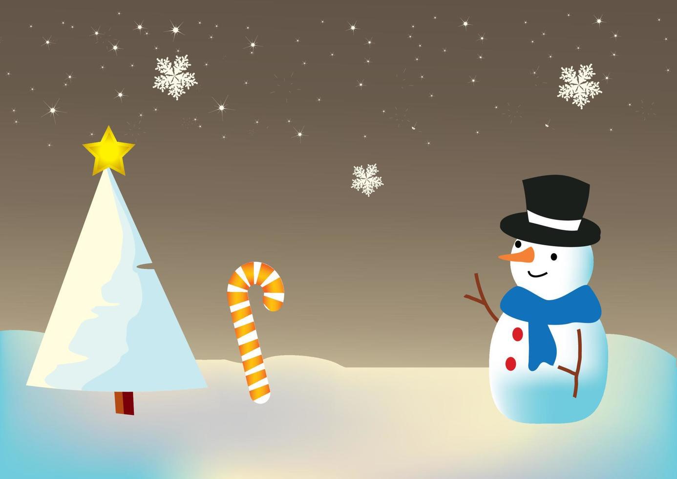 Snowman standing next to a Christmas tree vector